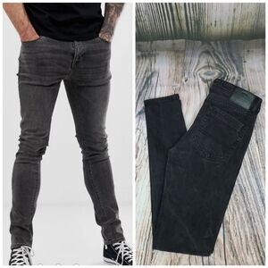 Threadbare Riley Super Skinny Black Washed Jeans 30x32
